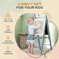 AIYAPLAY Three-In-One Easel for Kids, with Paper Roll, Adjustable Height - Blue(m-7)