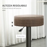 HOMCOM Set 2 Sgabelli da Bar Girevoli con Poggiapiedi e Altezza Regolabile, 35x36x64-85cm, Marrone(m-5)