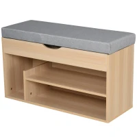 HOMCOM Scarpiera 2 in 1, Panca in Legno con Seduta Imbottita e Scomparto Nascosto, per Entrata/Ingresso, 80 x 30 x 48cm(m-10)