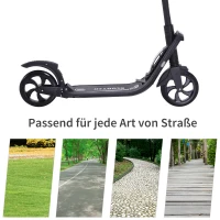 HOMCOM Scooter Kickscooter Roller Tretroller mit  200 mm rutschfesten Vollgummireifen für Erwachsene Kinder Teenager ab 14 Jahren höhenverstellbar faltbar Schwarz 93,5 x 38 x 95-105 cm(m-7)