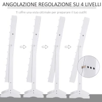 HOMCOM Armadio Portagioielli Portagioie Specchio Regolabile 20 Luci LED, Legno, Bianco, 40x37x146 cm(m-6)