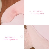 HOMCOM Puff Infantil Diseño de Conejo Sillón para Niños 18-36 Meses con Cojín Antideslizante para Dormitorio Sala de Juegos 60x50x59cm Rosa(m-6)