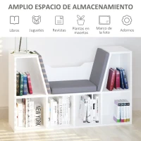 HOMCOM Estantería Librería con Asiento 6 Cubo Librería Original Infantil Zapatero con Cojín Estante con Banco Multiusos 102x30x61cm(m-4)