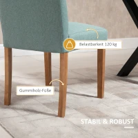 HOMCOM 2er-Set Esszimmerstühle Essstühle mit gepolstertem Sitz Stuhl Polsterstuhl Küchenstuhl Leinen-Polyester-Gewebe Schaumstoff Gummiholz Grün 50 x 62 x 96 cm(m-5)