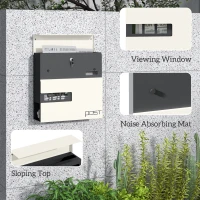 HOMCOM Locking Galvanised Steel Letterbox - White/Black(m-6)