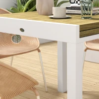 Outsunny Gartentisch Outdoor-Tisch, wetterbeständig, Holzoptik, 160 x 80 x 75cm, Braun + Weiß(m-8)