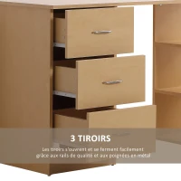 HOMCOM Bureau avec rangement, table informatique 120 x 50 cm, bureau d'ordinateur avec étagères et tiroirs, pour petits espaces, chambre à coucher, aspect bois clair(m-5)
