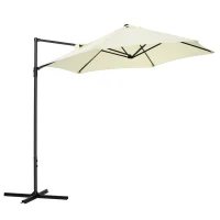 Outsunny 2.5M Garden Cantilever Parasol, Offset Roma Patio Umbrella Hanging Sun Shade Canopy Shelter with 360° Rotation and Cross Base, Beige(m-1)