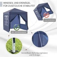 Outsunny Faltpavillon, Bierzelt, 4 abnehmbare Seitenwände, 2 Fenster, Metallrahmen, 2 x 2m, Blau(m-5)