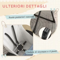 ZONEKIZ Seggiolone Pappa Pieghevole per Bimbi da 6-36 Mesi, Altezza Regolabile e Schienale Reclinabile, Nero e Bianco(m-7)