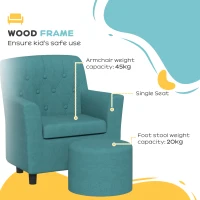 AIYAPLAY 2PCs Kids Sofa Set with Footrest, for Playroom, Bedroom, Blue(m-5)