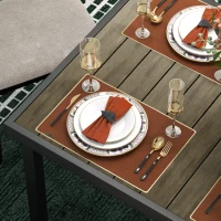 Outsunny Table de jardin rectangulaire pour 8 personnes en aluminium table de salle à manger extétieur plateau PE à lattes(m-7)