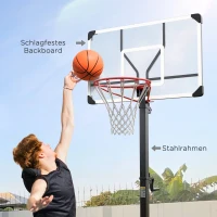 SPORTNOW Basketballständer, höhenverstellbar, Korbhöhe 130-310 cm, Schwarz(m-8)