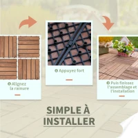 Outsunny Dalles terrasse - caillebotis - Lot de 54 pcs, Surface Max. 5 m²- emboîtables, Installation très Simple(m-7)