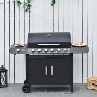 Outsunny Seven Burner Gas Grill, with Integrated Thermometer and Storage(m-2)