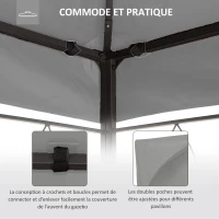 Outsunny Toile de rechange pour pavillon tonnelle tente 3 x 4 m polyester haute densité 180 g/m² gris clair(m-6)