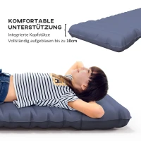 Outsunny Luftmatratze, Campingmatte, wasserabweisend, reißfest, mit Fußpumpe, Nylon, 200L x 60B x 10H cm, Blau(m-4)