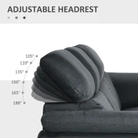 HOMCOM 3 Seater Corner Sofas for Living Room with Adjustable Headrest, Fabric L Shaped Sofa Settee, Couch, Dark Grey(m-4)