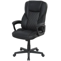 HOMCOM High Back Executive Office Chair, PU Leather Swivel Desk Chair with Tilt Function, Armrests and Adjustable Height for Home Office, Black(m-11)