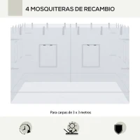 Outsunny 4 Mosquiteras para Carpas de 300x195 cm Mosquiteras con Ventanas Puerta con Cremallera y Bolsa de Transporte Blanco(m-4)