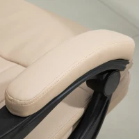 Vinsetto Poltrona Massaggiante da Ufficio, Altezza Regolabile e Reclinabile in Pelle PU, 67x69x106.5-114.5cm Beige(m-8)