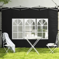 Outsunny Gazebo Side Panels, Sides Replacement with Window for 3x3(m) or 3x4m Pop Up Gazebo, 2 Pack, Black(m-7)