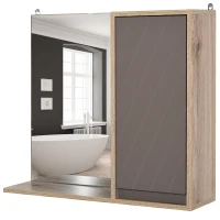 HOMCOM Armadietto Pensile per il Bagno Grigio e Rovere, 57 x 14.2 x 49.2cm(m-10)