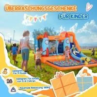 Outsunny Aufblasbare Hüpfburg inkl. Gebläse, Flicken und Befestigungsmaterial, 350 cm x 250 cm x 185 cm, Mehrfarbig(m-9)