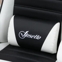 Vinsetto Silla Gaming Profesional de Cuero PU con Altura Ajustable Inclinable 135° Reposacabezas 65x63x136-142 cm Negro y Blanco(m-9)