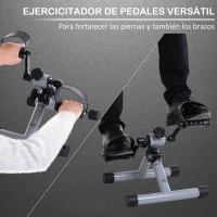 HOMCOM Mini Bicicleta Estática de Pedales Plegable con Resistencia Ajustable para Piernas y Brazos 33x34x32 cm Plata(m-4)