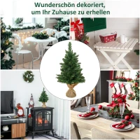 HOMCOM Mini Weihnachtsbaum mit künstlichem Schnee, 60 cm hoch, mit Zementständer, Mehrfarbig(m-4)