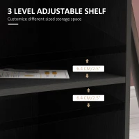 HOMCOM Freestanding Printer Stand Unit Office Desk Side Mobile Storage w/ Wheels 3 Drawers, 2 Open Shelves Modern Style 80L x 40W x 65H cm - Black(m-5)