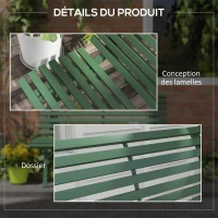 Outsunny Banc de jardin extérieur 2 Places Assise Dossier à Lattes, en aluminium, dim. 123L x 67l x 79H cm, vert(m-6)
