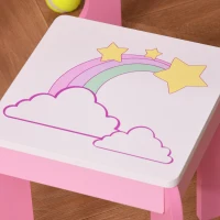 HOMCOM Coiffeuse Enfant Design Licorne - Tabouret Inclus - dim. 49L x 34l x 90H cm - tiroir, Miroir - MDF - Rose Blanc(m-9)