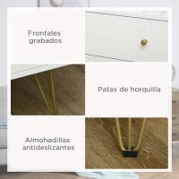 HOMCOM Cómoda de Madera con 4 Cajones y Patas Metálicas Mueble Cajonera para Salón Oficina 60x40x100 cm Blanco(m-5)
