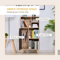 HOMCOM Freestanding Bookshelf Living Room Bookcase Storage Cabinet with 5 Shelves and Door Cupboard for Home Office, Bedroom, Study, Grey(m-4)