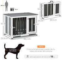PawHut Jaula para Perros Plegable Mueble Perrera de Madera con Techo Abatible y Bandeja Extraíble 84,5x51,4x61 cm Gris(m-3)