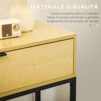 HOMCOM Consolle da Ingresso con Cassetto in Legno e Acciaio, 80x30x76cm, Color Legno e Nero(m-6)