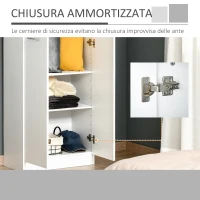 HOMCOM Armadio Multiuso a 4 Ante con Mensole Regolabili in MDF, 59x31x155cm, Bianco(m-7)