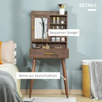 HOMCOM Schminktisch Frisiertisch modern Kosmetiktisch mit Spiegel Schublade Schlafzimmer Spanplatte Walnuss 60 x 45 x 134 cm(m-5)