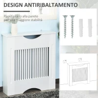 HOMCOM Copritermosifone Bianco in MDF con Piano d'Appoggio e Design Antiribaltamento, 78x19x82 cm(m-5)