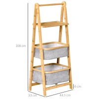 HOMCOM Foldable Bathroom Rack 3-Tier Ladder Shelf Lightweight Storage Organizer Space Saver for Bathroom, Laundry, Balcony(m-3)
