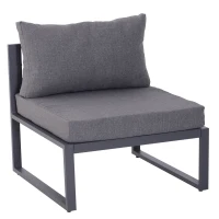 Outsunny 6-tlg. Gartenset Gartengarnitur Gartensofaset Sitzgruppe Gartenmöbel Aluminium + Polyester + Hartglas Grau mit Kissen für 4–5 Personen(m-6)