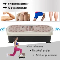 HOMCOM Vibrationsplatte Vibrationstrainer Vibrationsgerät Fitnesstrainer LED-Anzeige USB-Lautsprecher Trainingsbänder Fernbedienung(m-4)