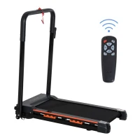 HOMCOM Tapis de course électrique de marche, tapis de marche, 370 W, pliable, télécommande, écran LCD, vitesse 1-6 Km/h, acier, noir(m-10)