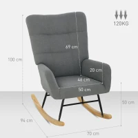 HOMCOM Teddy Fleece Rocking Chair - Grey(m-3)