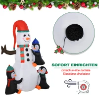 HOMCOM Schneemann Outdoor-Weihnachtsdekoration, inkl. Gebläse, bunte LED´s, selbstaufblasend 1,4 m, Mehrfarbig(m-5)