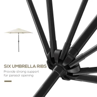 Outsunny2.6M Garden Parasol Umbrella with Tilt and Crank, Outdoor Sun Parasol Sunshade Shelter with Aluminium Frame, Cream White(m-8)