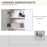 kleankin Armadietto Specchiera Bagno, Specchio Bagno Contenitore con Fissaggio a Muro, 54x15x55cm, Bianco(m-6)