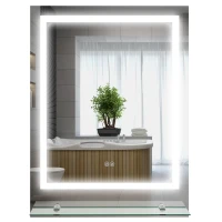 kleankin Badezimmerspiegel mit LED-Beleuchtung, 3 Lichtfarben, Antibeschlag-Funktion, verkabelt, 70 x 50 cm(m-1)